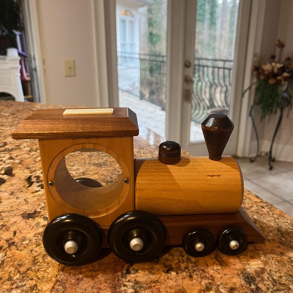 Vintage Amish Wooden Train Bank